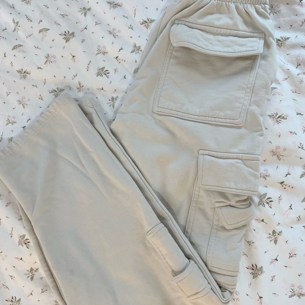 Garage Beige Cargo Straight Leg Pants